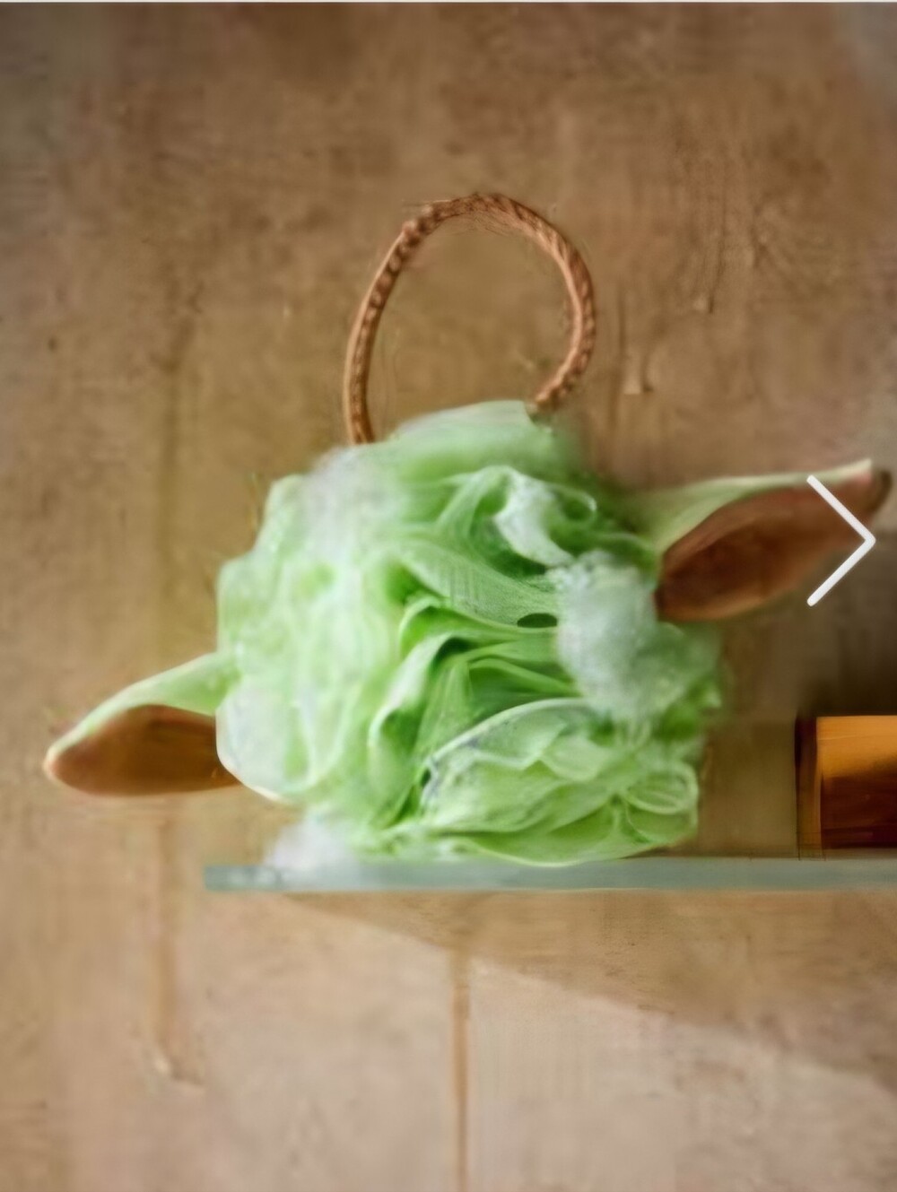 Bath & Body Works Green Floral Mesh Bath Pouf with Rope Handle